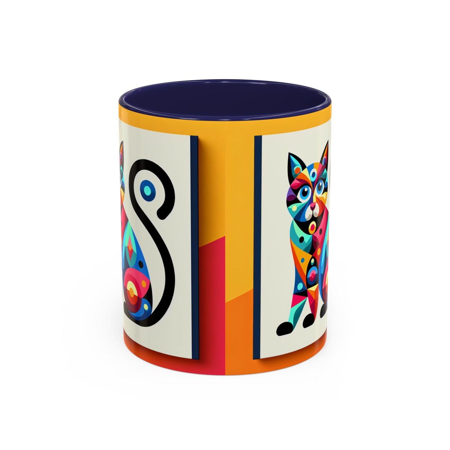 Colorful Cat Accent Coffee Mug - 11 & 15oz, Fun & Whimsical Design