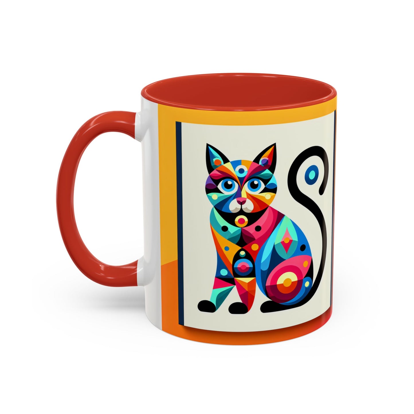 Colorful Cat Accent Coffee Mug - 11 & 15oz, Fun & Whimsical Design
