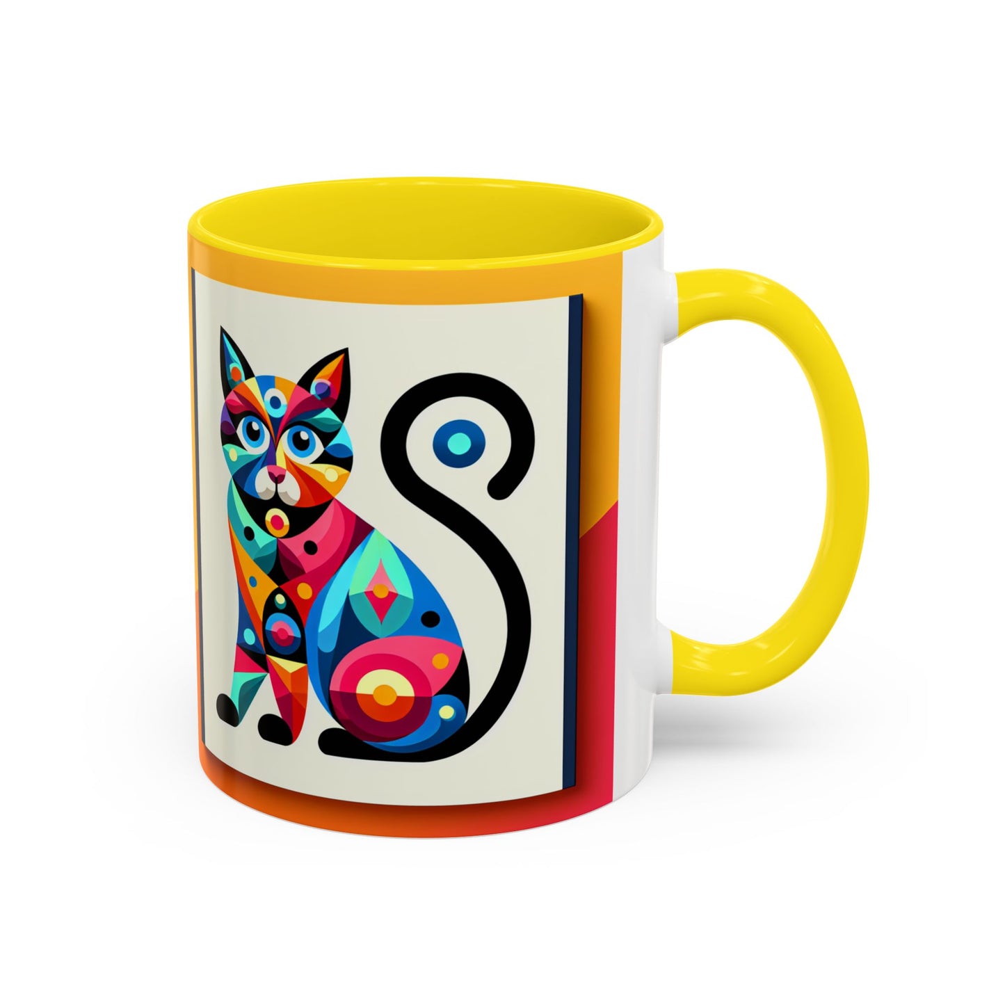 Colorful Cat Accent Coffee Mug - 11 & 15oz, Fun & Whimsical Design