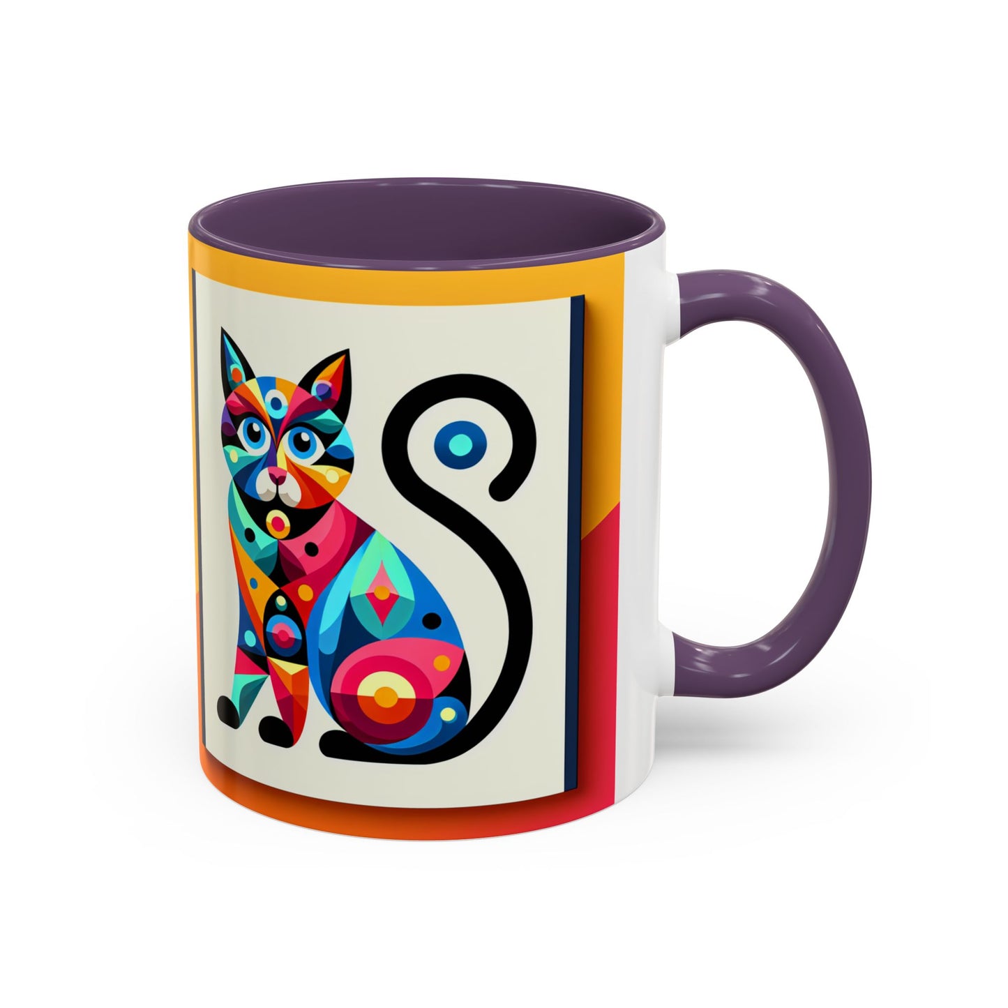Colorful Cat Accent Coffee Mug - 11 & 15oz, Fun & Whimsical Design