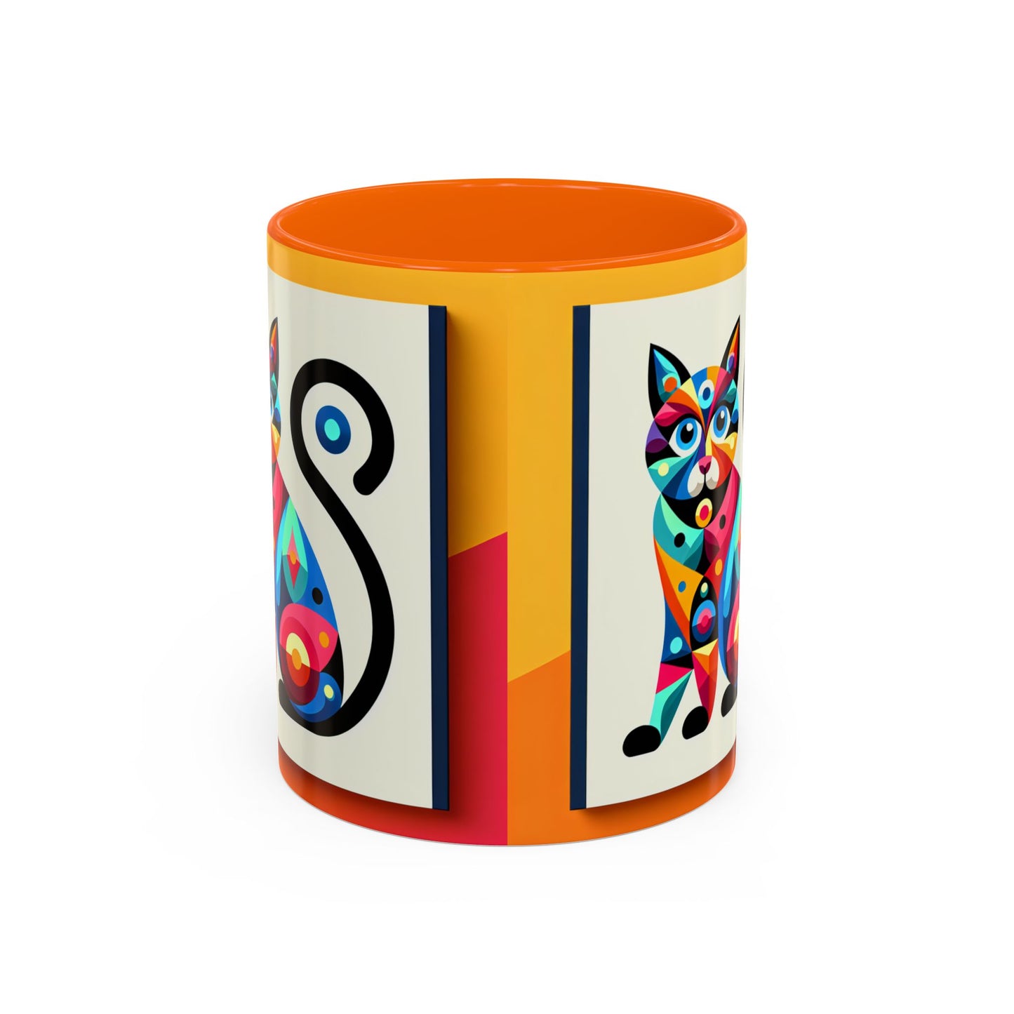 Colorful Cat Accent Coffee Mug - 11 & 15oz, Fun & Whimsical Design