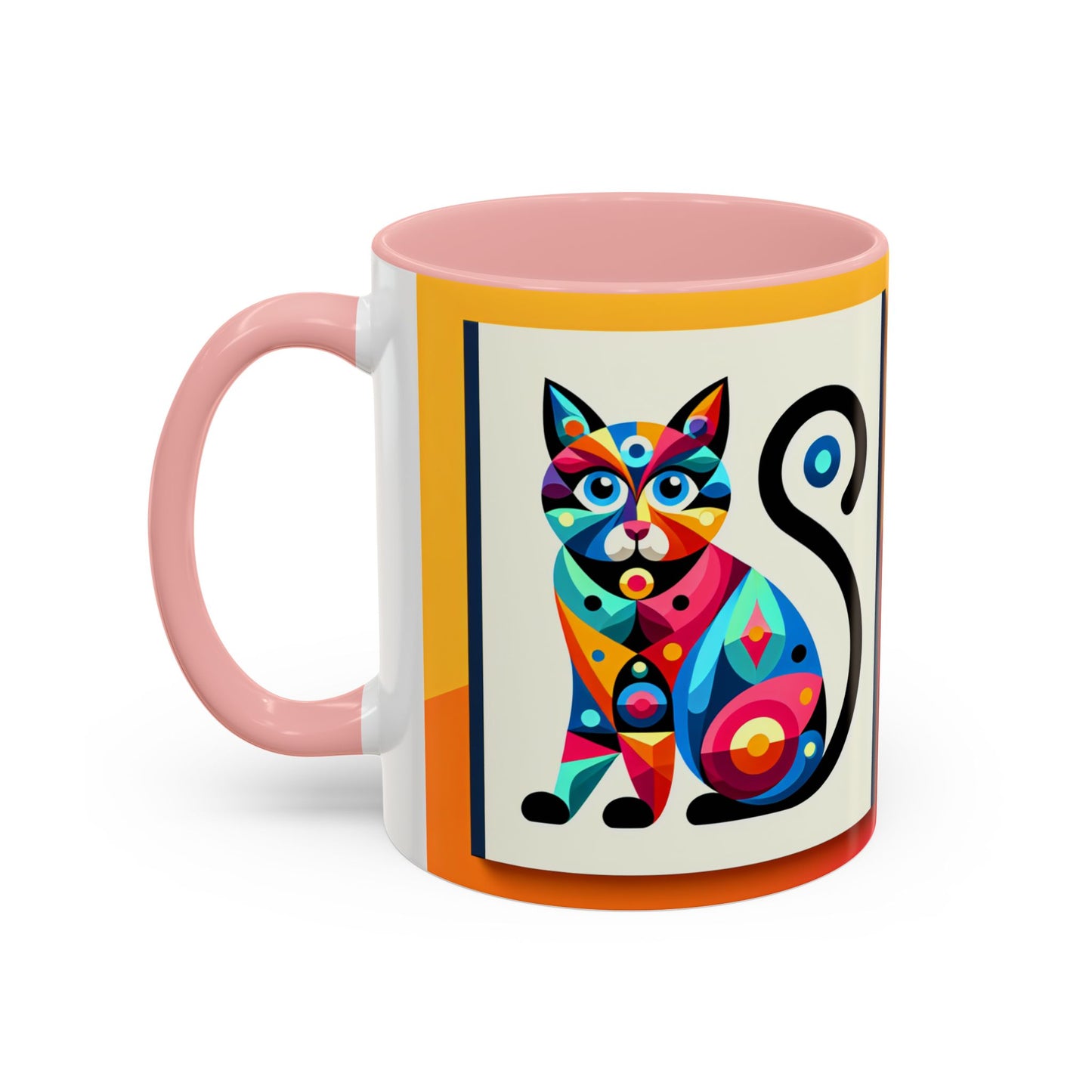 Colorful Cat Accent Coffee Mug - 11 & 15oz, Fun & Whimsical Design