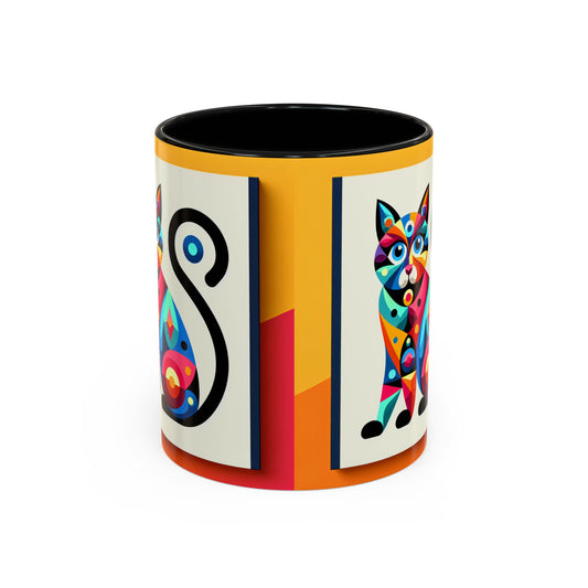 Colorful Cat Accent Coffee Mug - 11 & 15oz, Fun & Whimsical Design