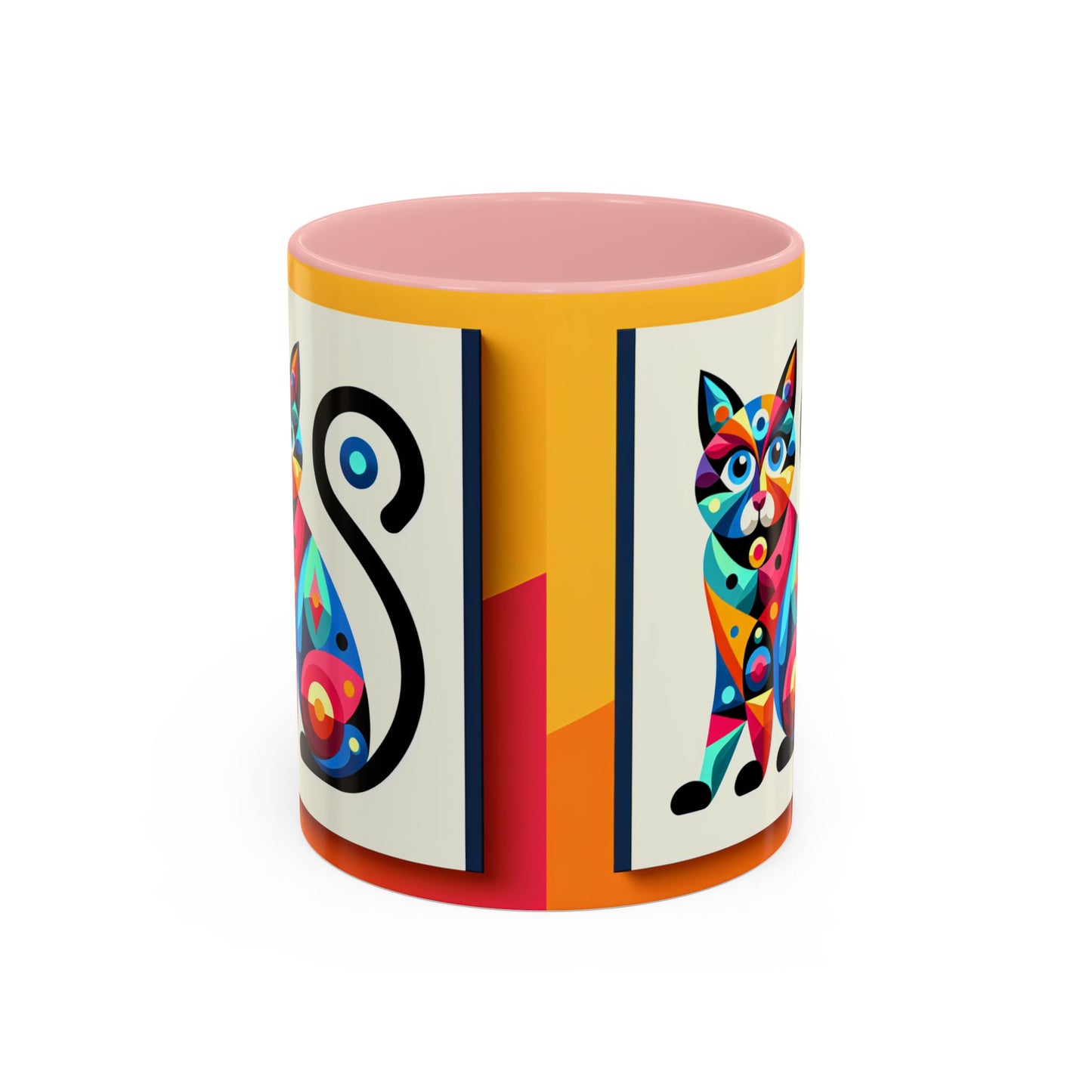 Colorful Cat Accent Coffee Mug - 11 & 15oz, Fun & Whimsical Design