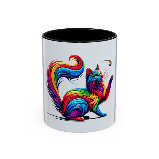 Colorful Cat Accent Coffee Mug | 11oz & 15oz | Perfect for Cat Lovers