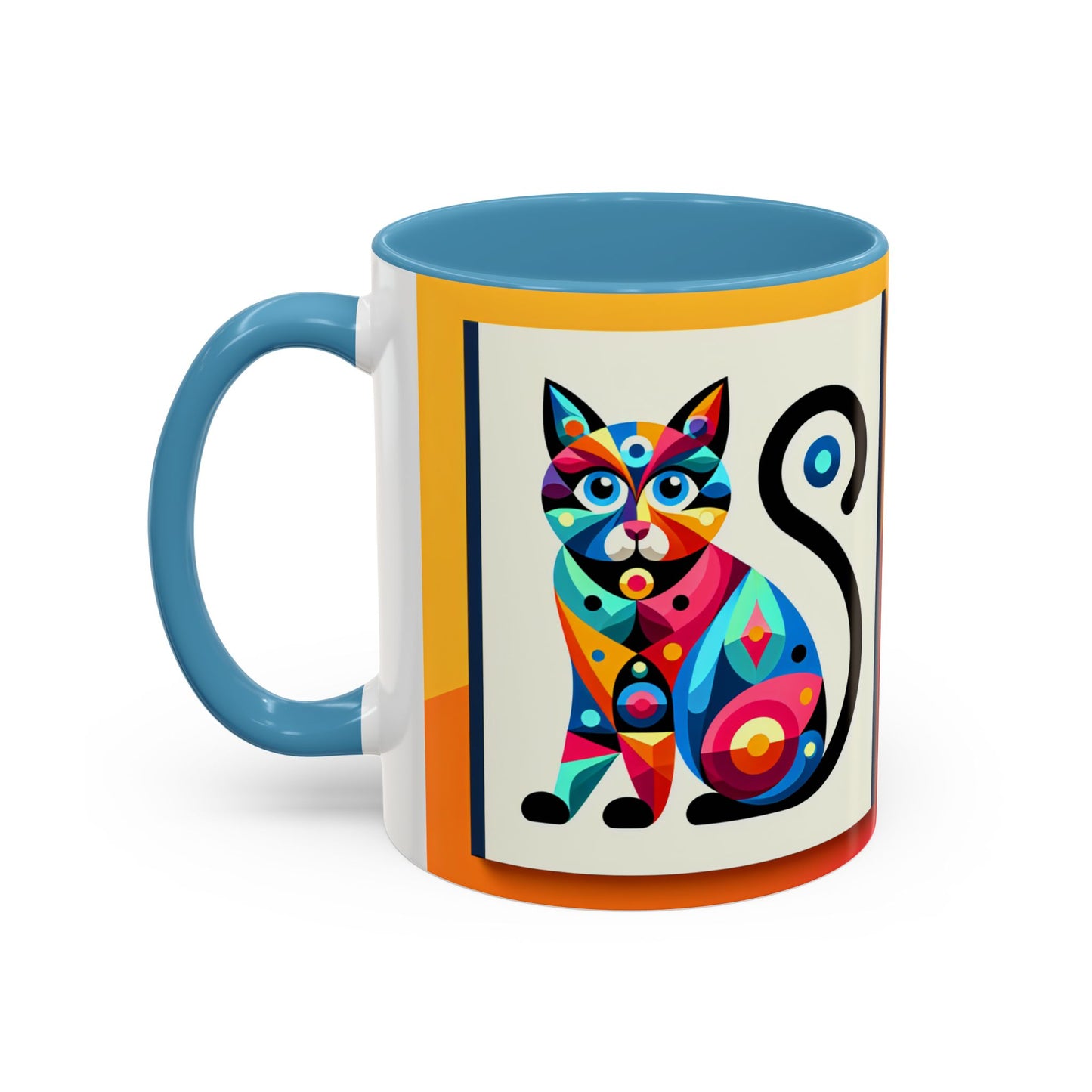 Colorful Cat Accent Coffee Mug - 11 & 15oz, Fun & Whimsical Design