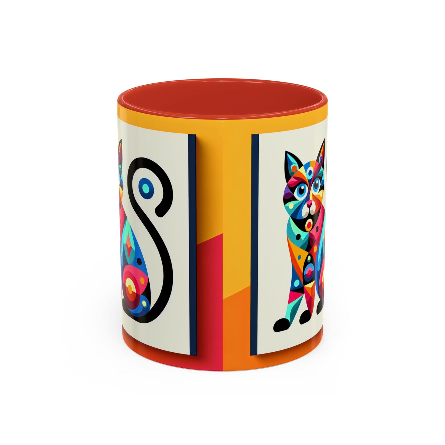 Colorful Cat Accent Coffee Mug - 11 & 15oz, Fun & Whimsical Design