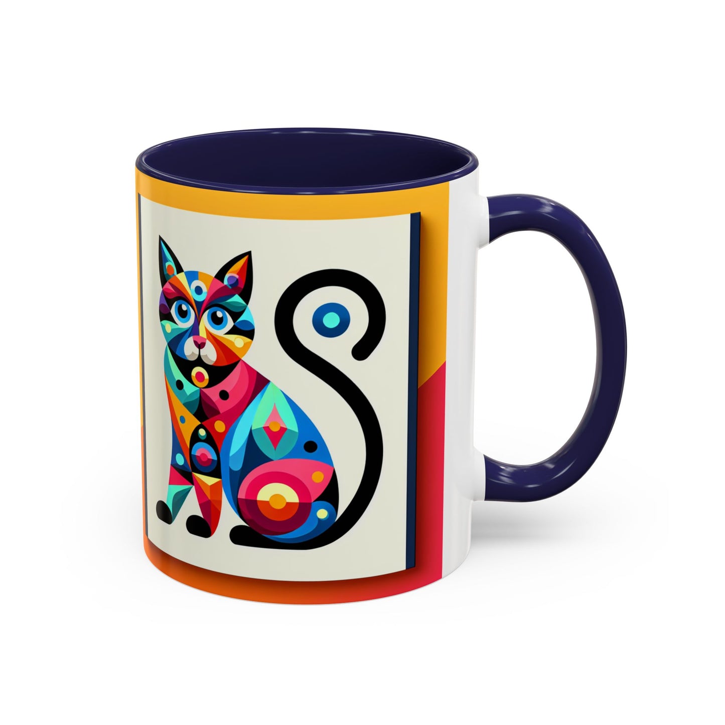 Colorful Cat Accent Coffee Mug - 11 & 15oz, Fun & Whimsical Design
