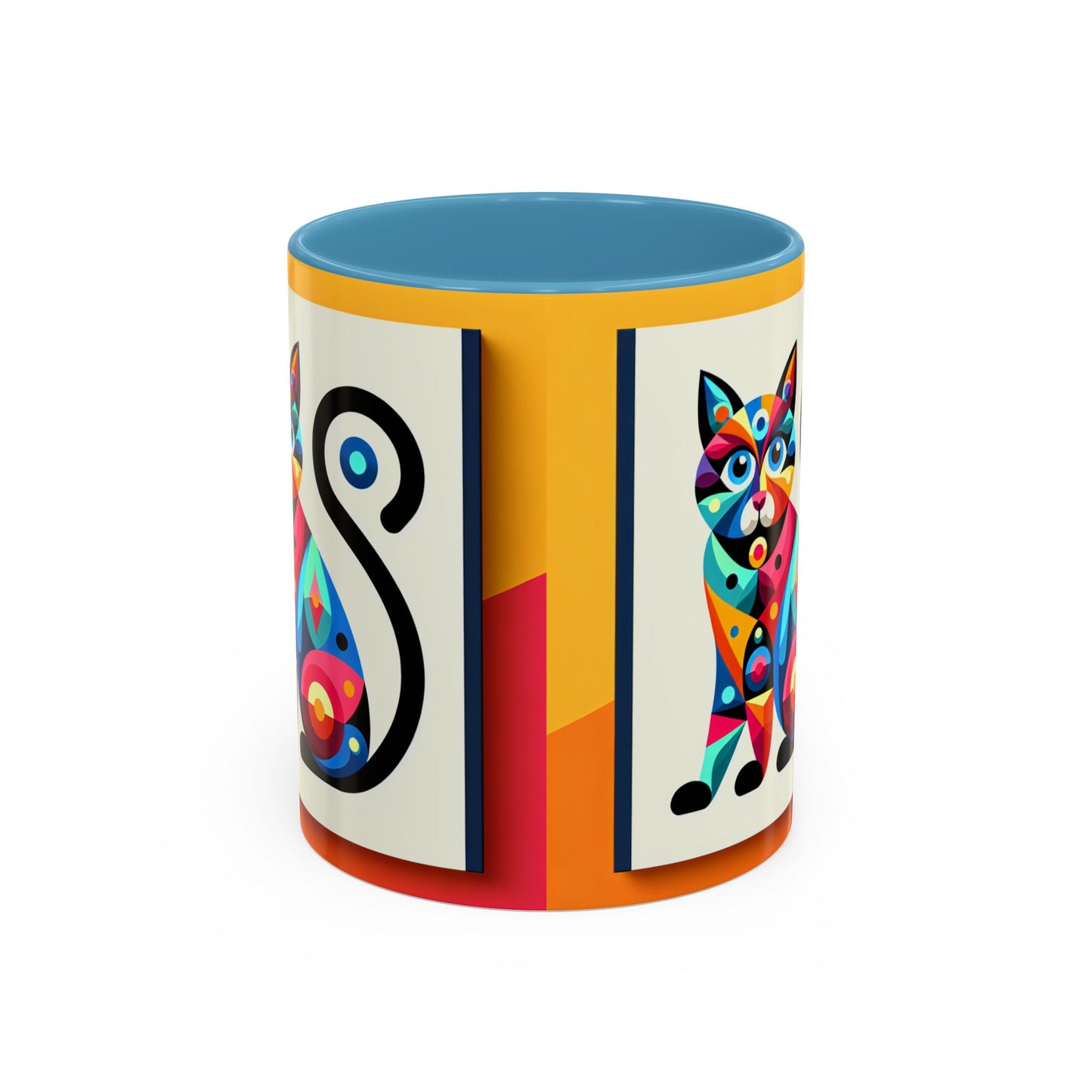 Colorful Cat Accent Coffee Mug - 11 & 15oz, Fun & Whimsical Design