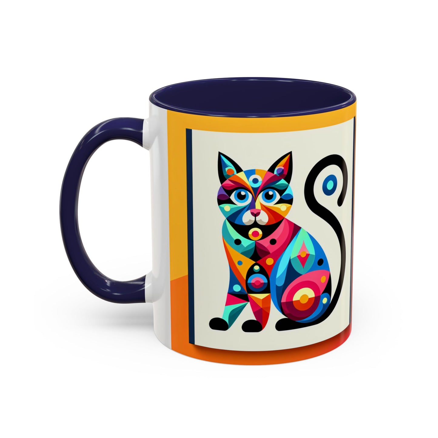Colorful Cat Accent Coffee Mug - 11 & 15oz, Fun & Whimsical Design
