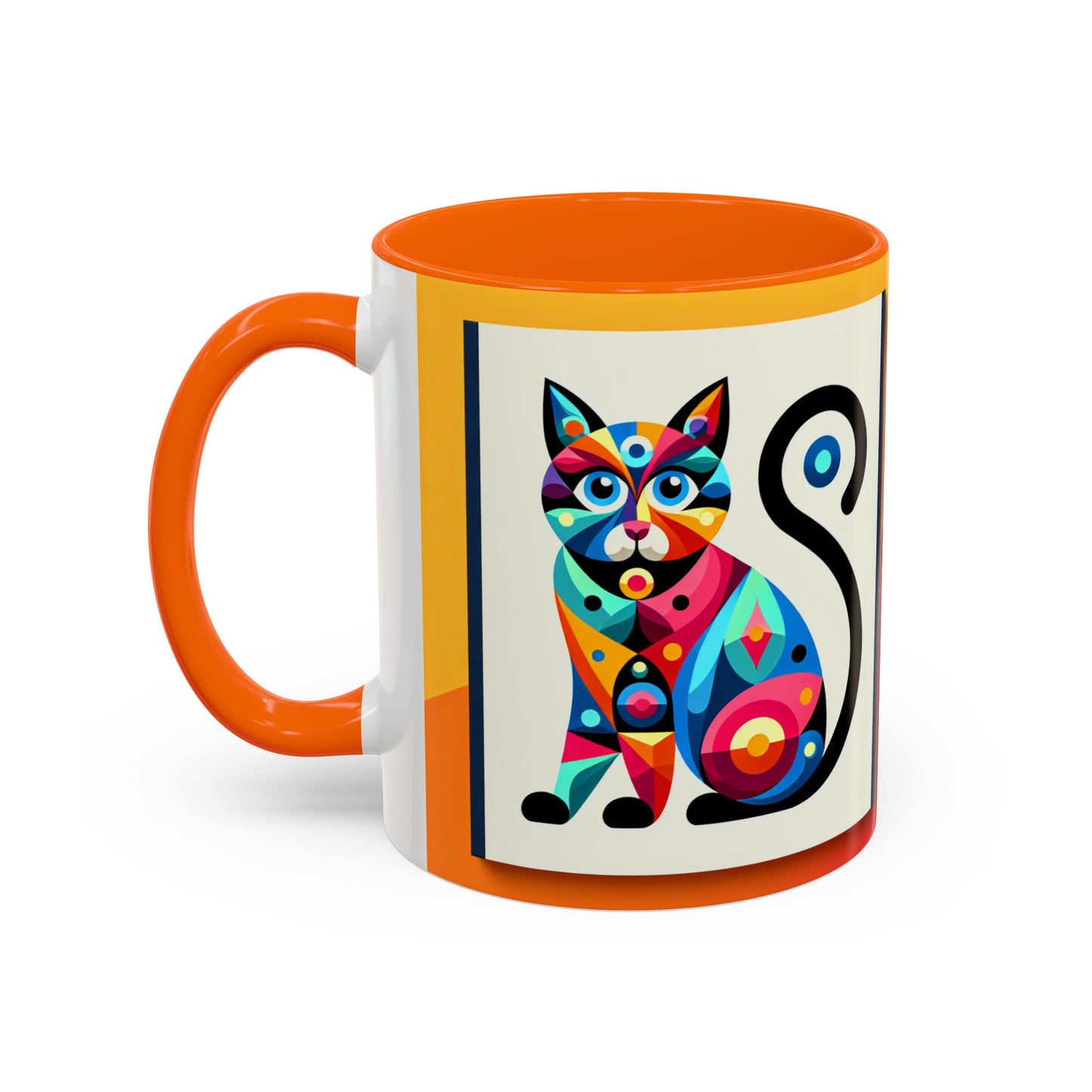 Colorful Cat Accent Coffee Mug - 11 & 15oz, Fun & Whimsical Design