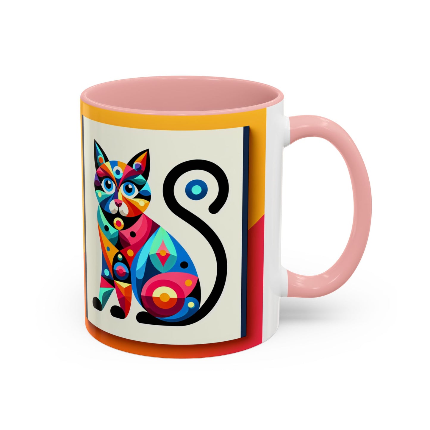 Colorful Cat Accent Coffee Mug - 11 & 15oz, Fun & Whimsical Design