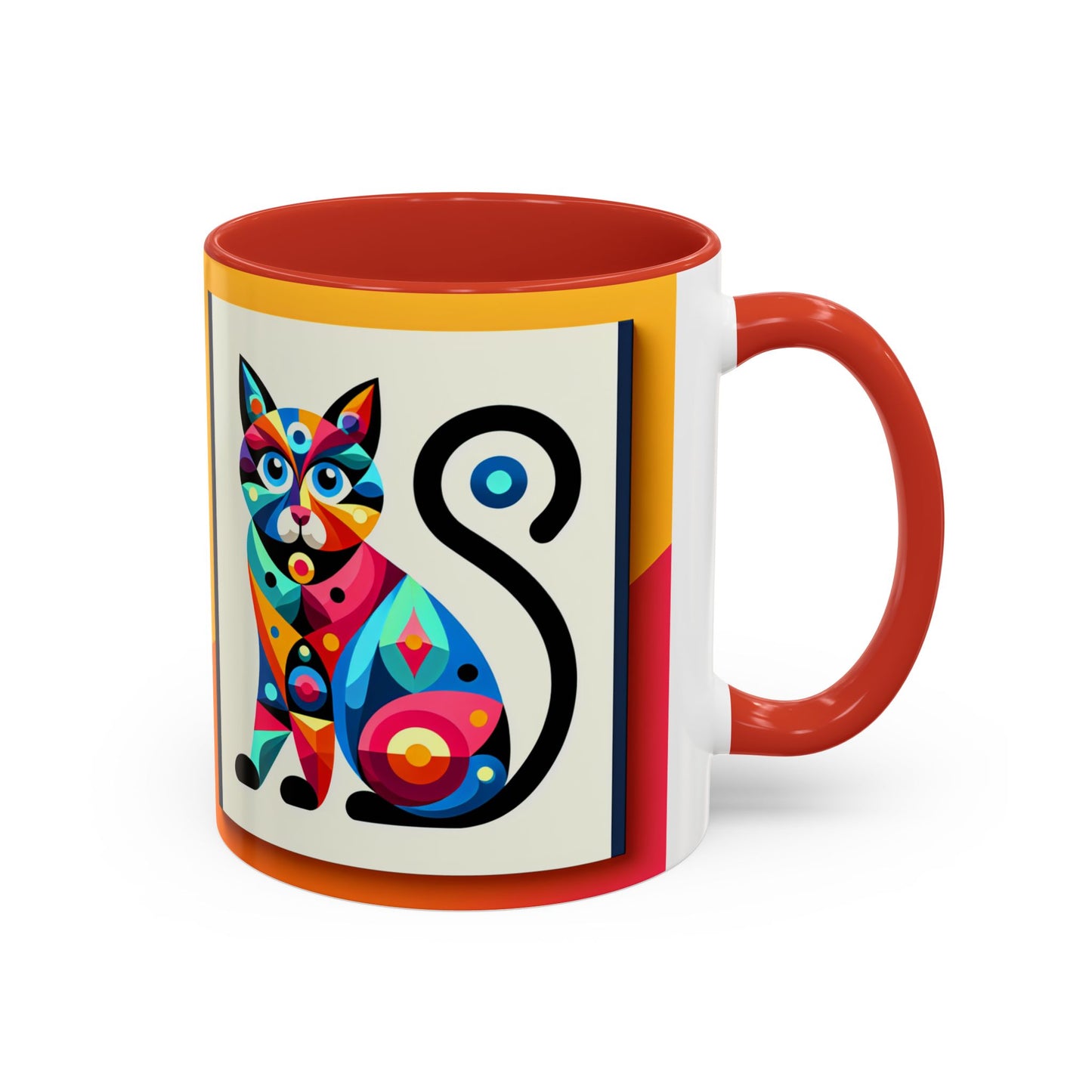 Colorful Cat Accent Coffee Mug - 11 & 15oz, Fun & Whimsical Design