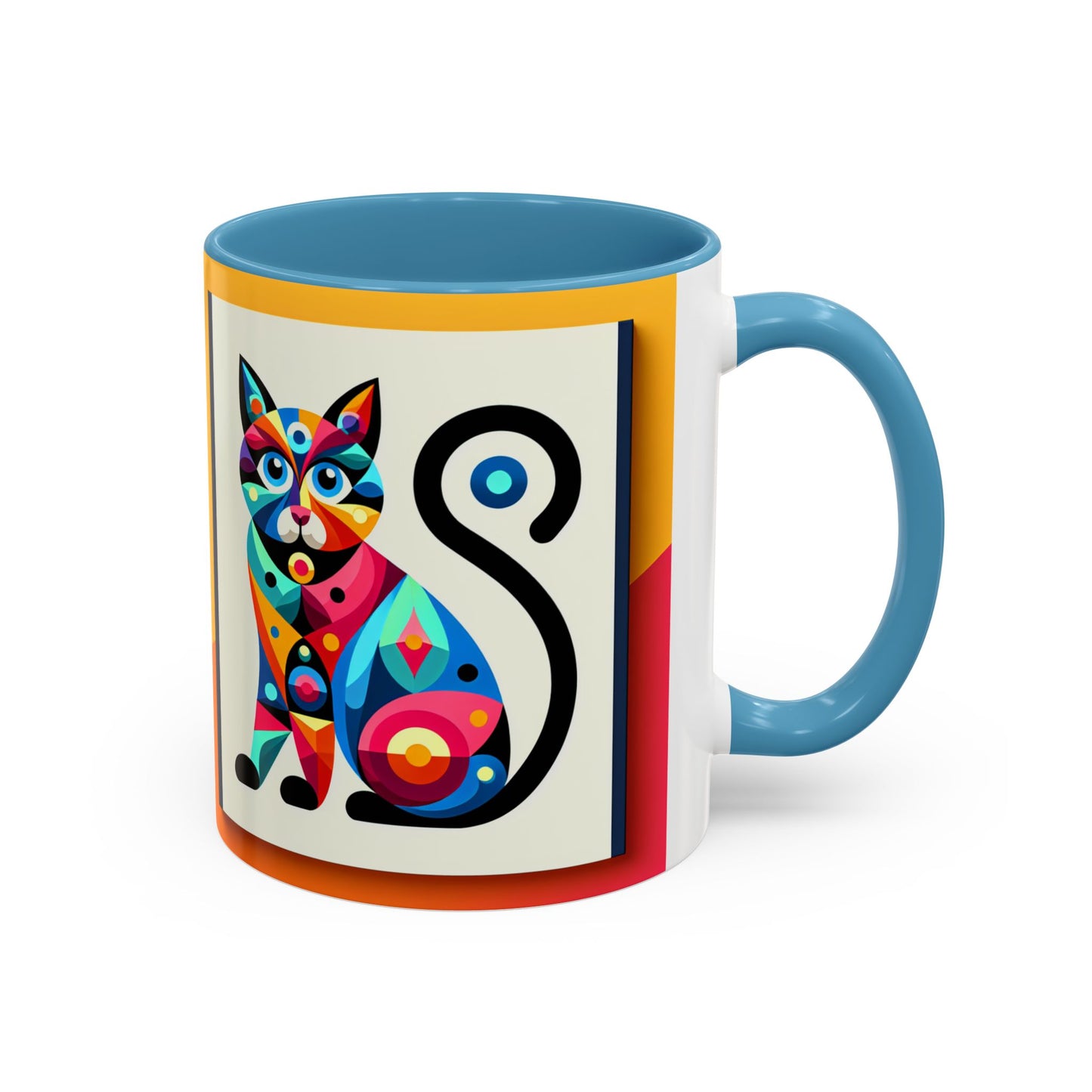 Colorful Cat Accent Coffee Mug - 11 & 15oz, Fun & Whimsical Design