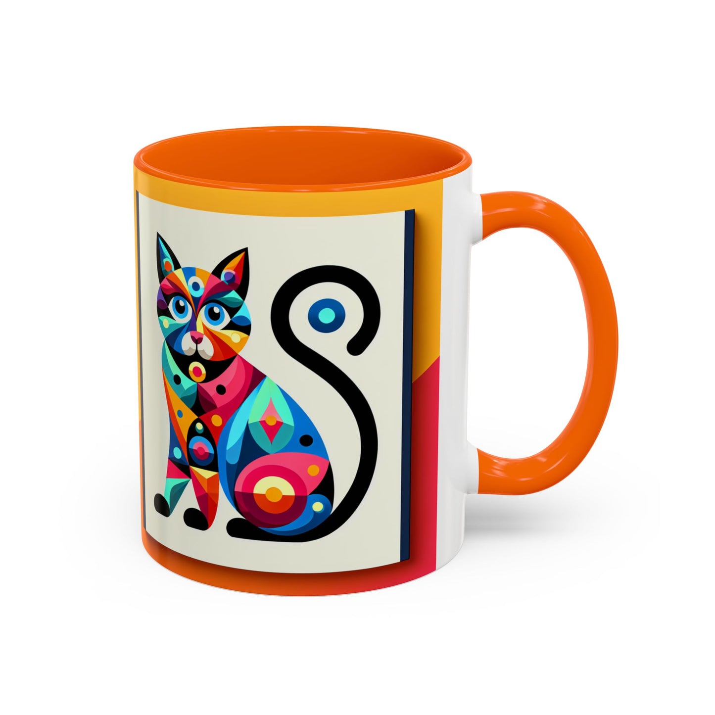 Colorful Cat Accent Coffee Mug - 11 & 15oz, Fun & Whimsical Design