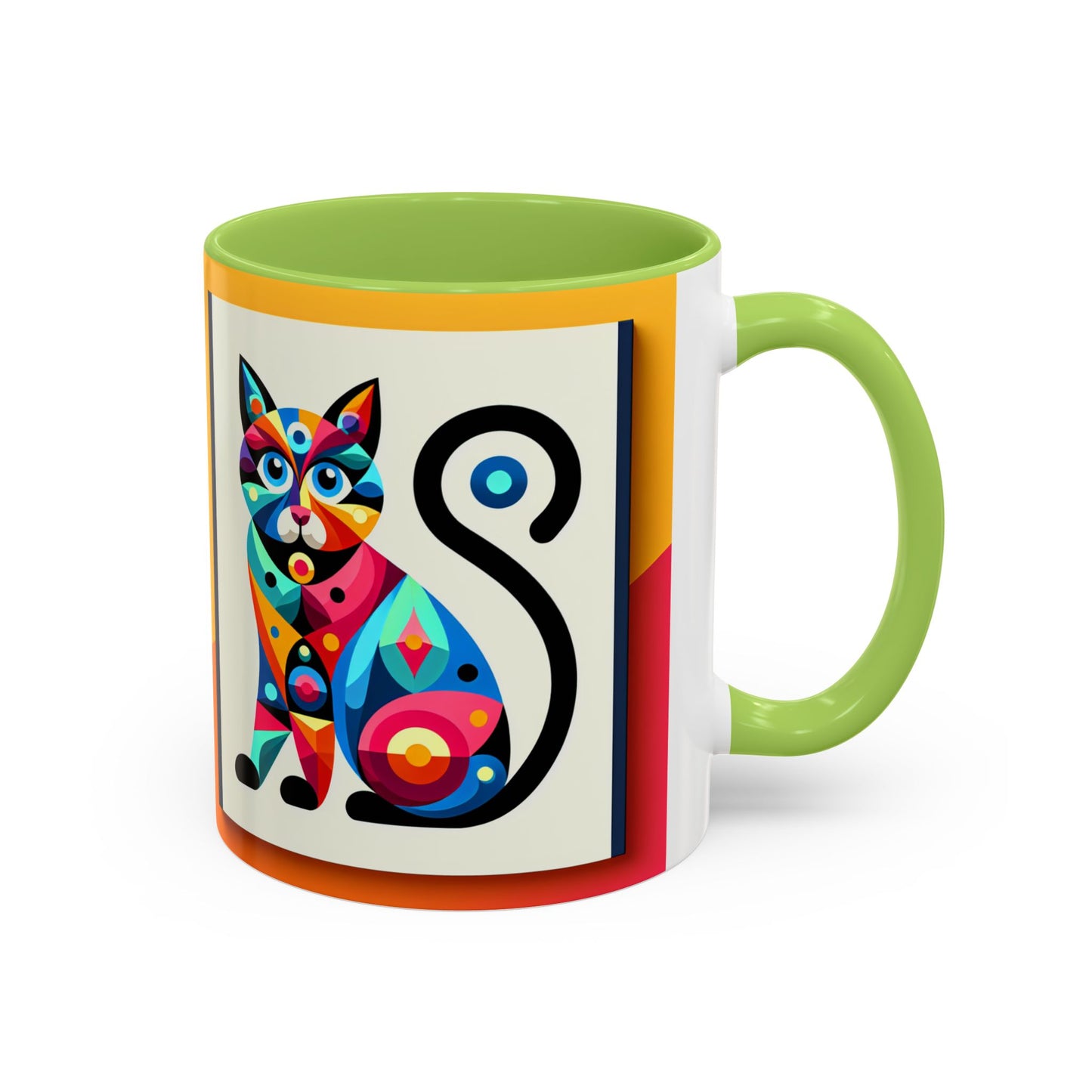 Colorful Cat Accent Coffee Mug - 11 & 15oz, Fun & Whimsical Design