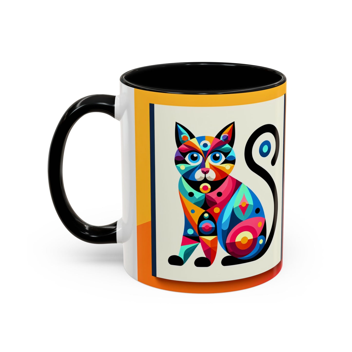 Colorful Cat Accent Coffee Mug - 11 & 15oz, Fun & Whimsical Design