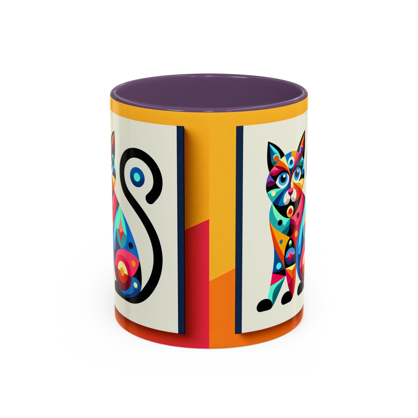 Colorful Cat Accent Coffee Mug - 11 & 15oz, Fun & Whimsical Design