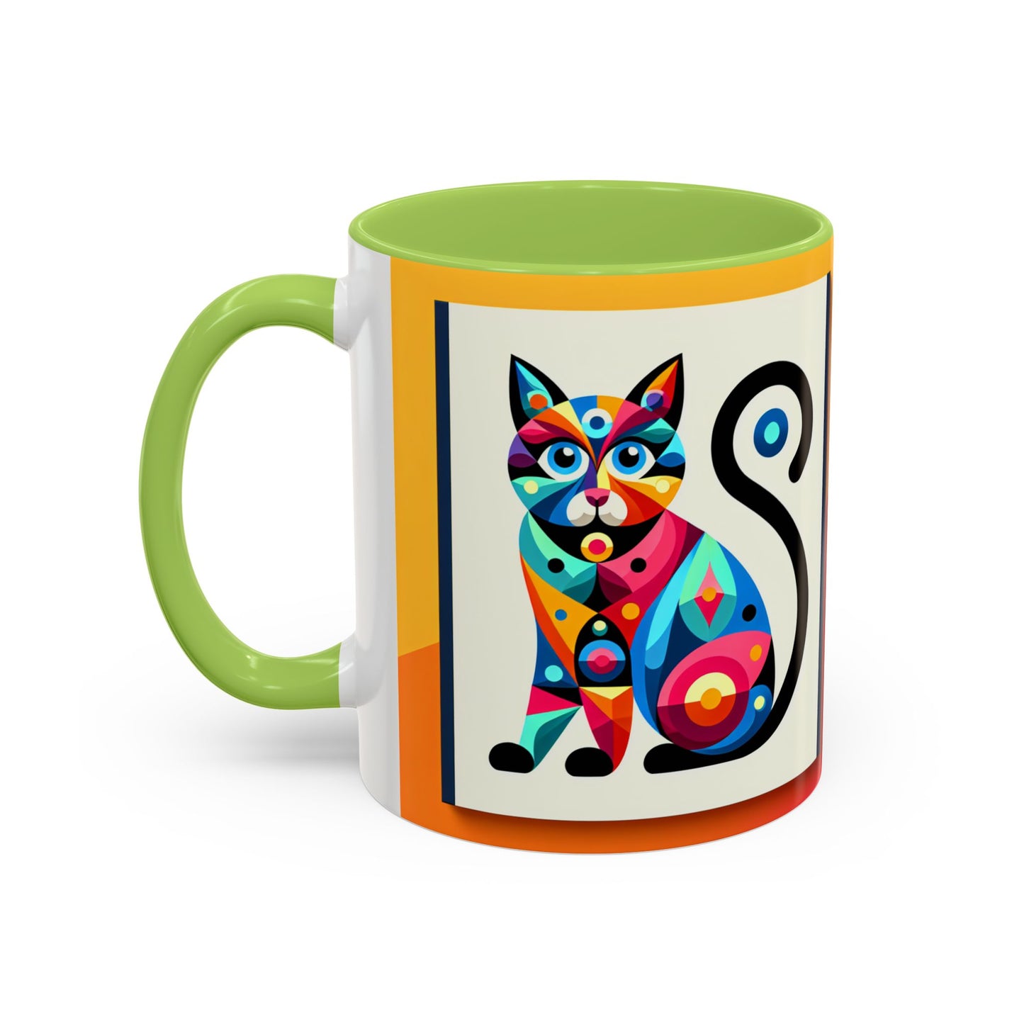 Colorful Cat Accent Coffee Mug - 11 & 15oz, Fun & Whimsical Design
