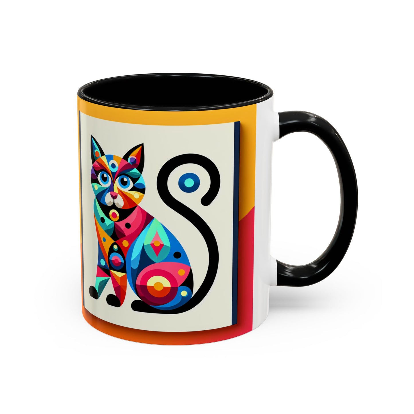 Colorful Cat Accent Coffee Mug - 11 & 15oz, Fun & Whimsical Design