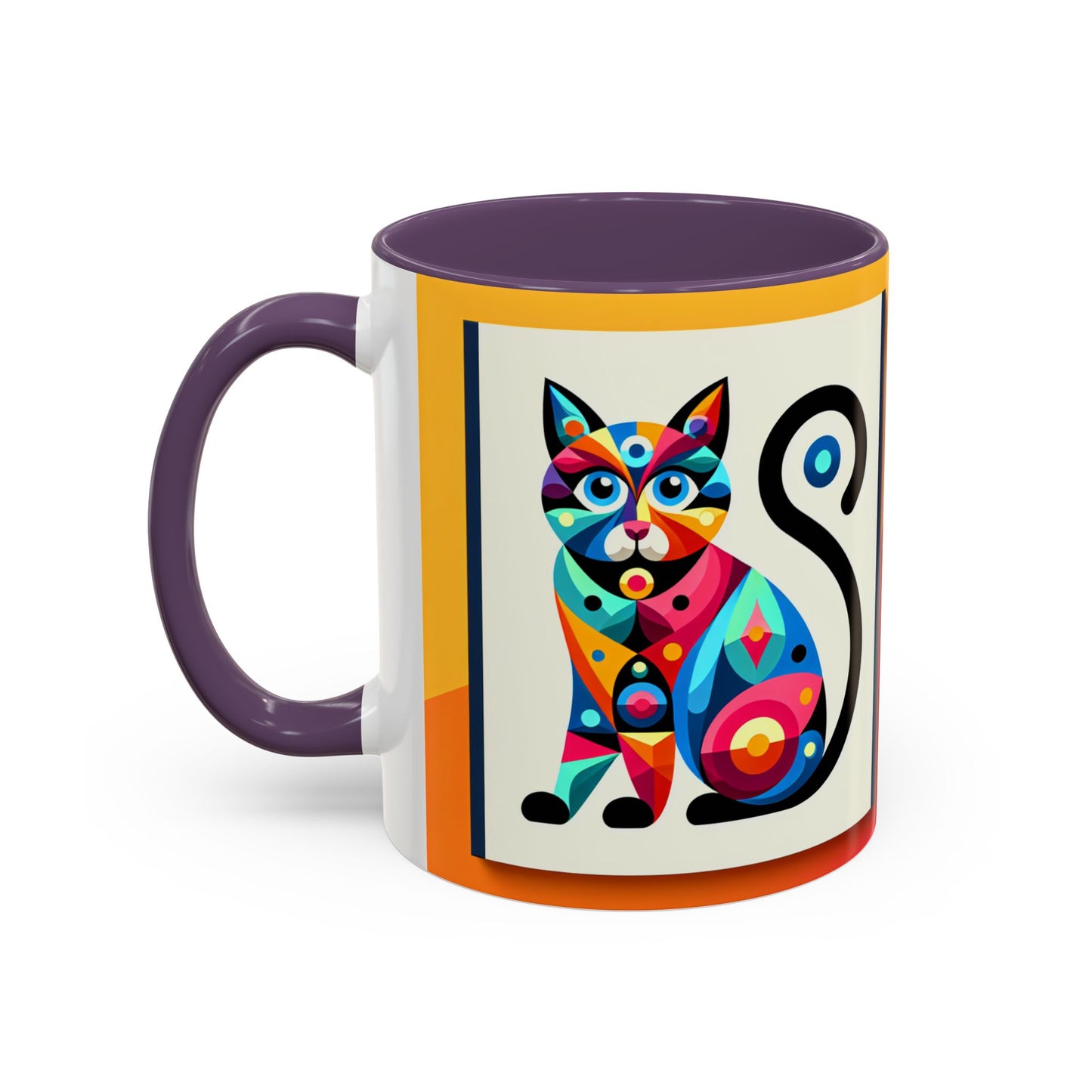 Colorful Cat Accent Coffee Mug - 11 & 15oz, Fun & Whimsical Design
