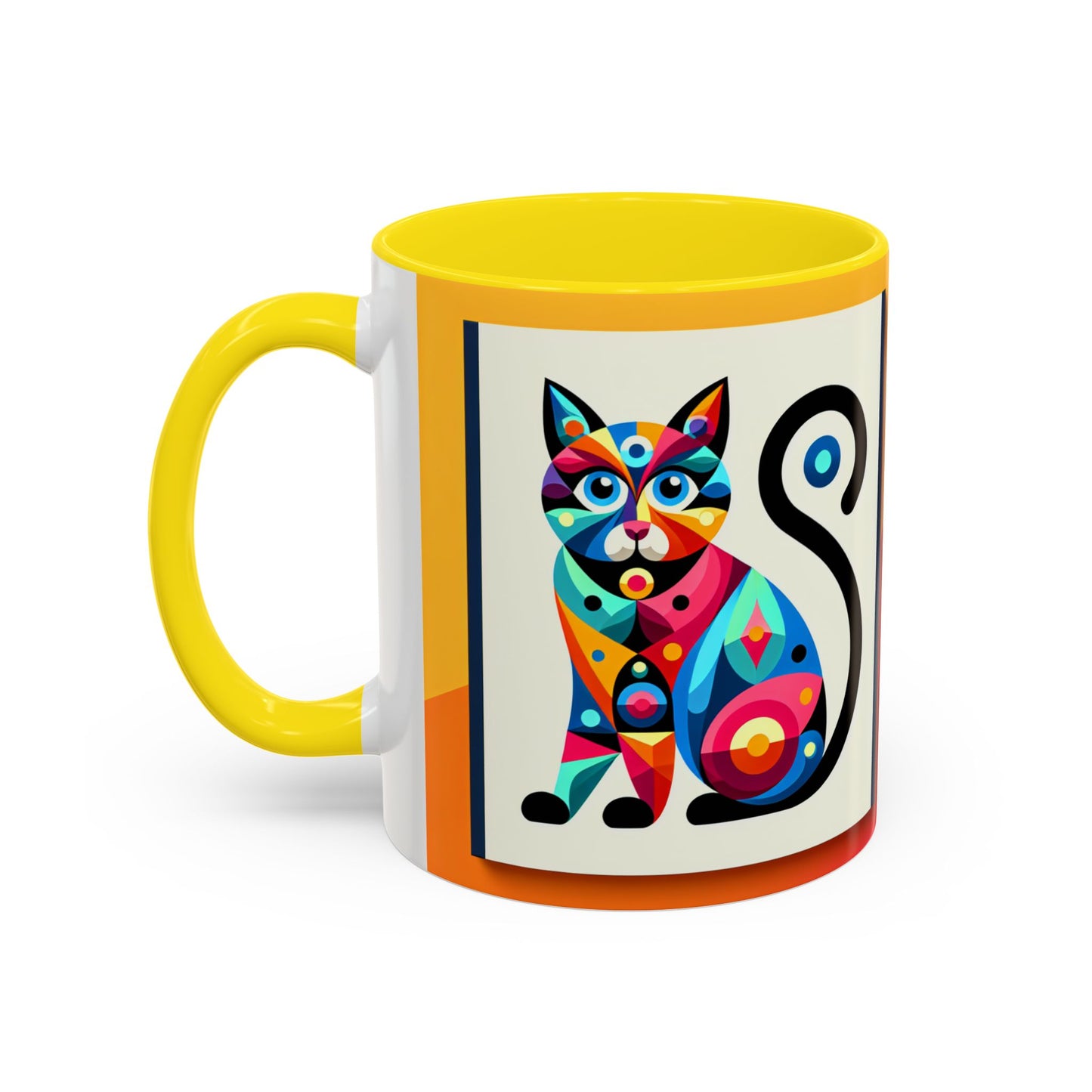 Colorful Cat Accent Coffee Mug - 11 & 15oz, Fun & Whimsical Design